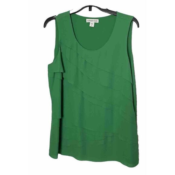 Coldwater Creek Tops - Coldwater Creek Size L 14 Top Shirt Blouse Sleeveless Kelly Green Layered